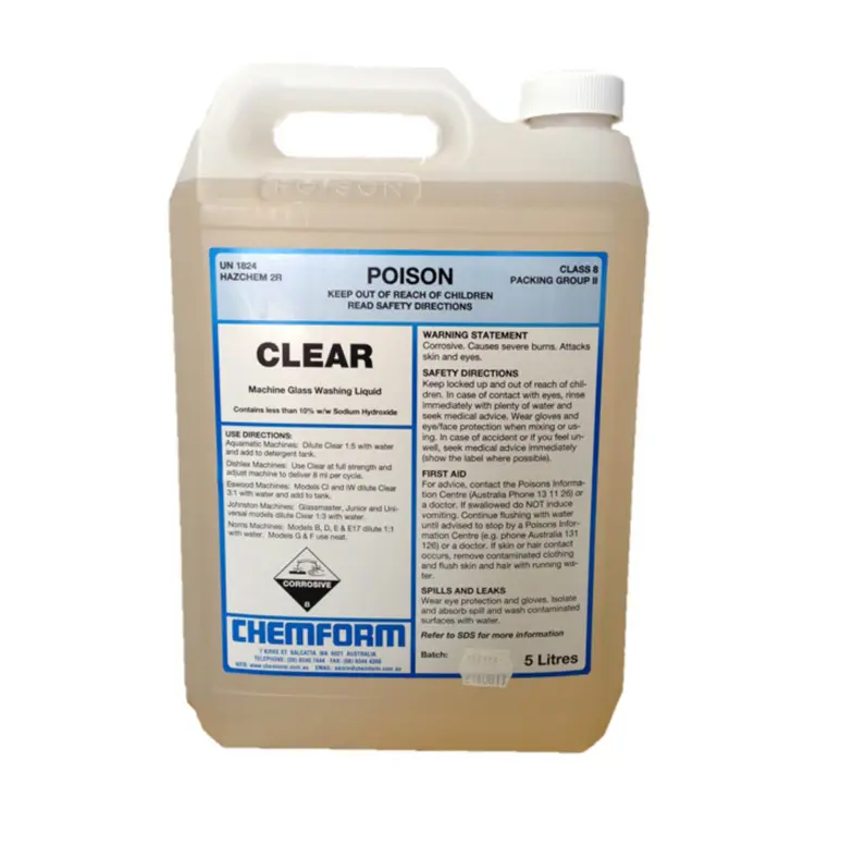 Clear Machine Glass Washing Liquid 5L