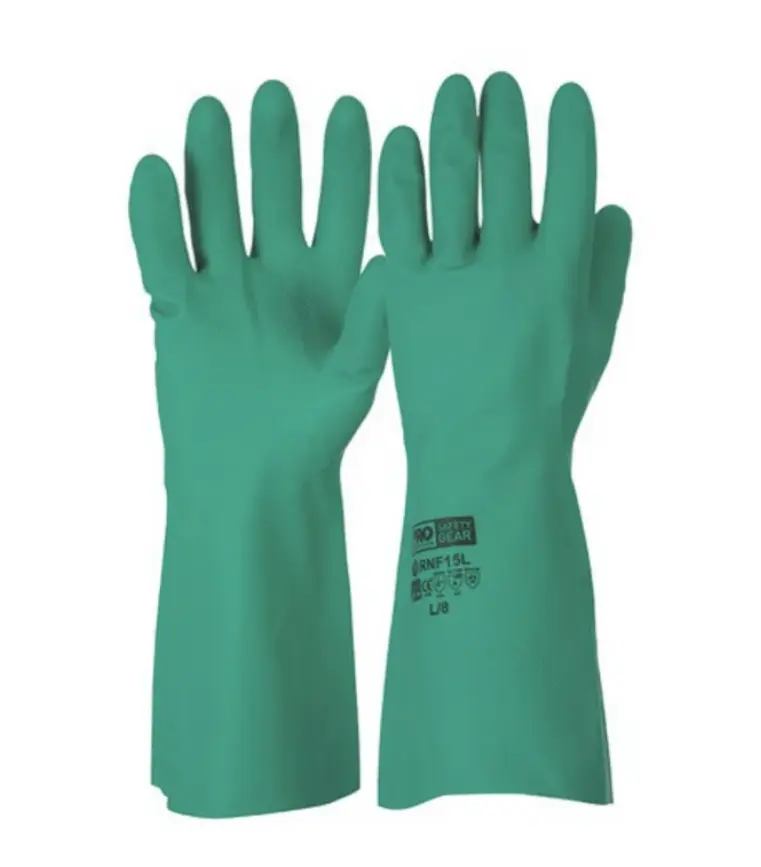 Gloves H/Duty Flock Lined Green Large