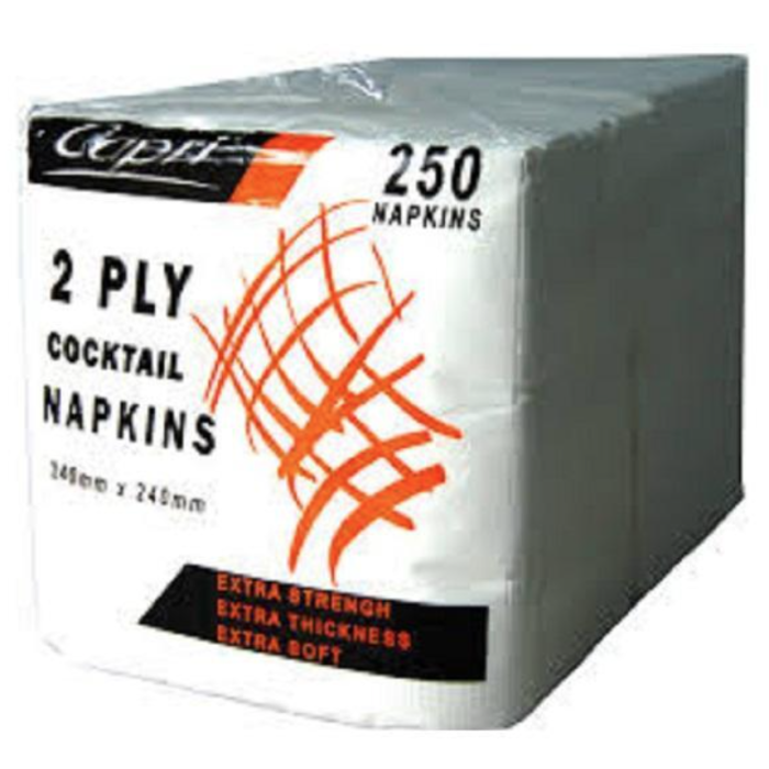 Napkins 2 Ply Cocktail White 2000pcs