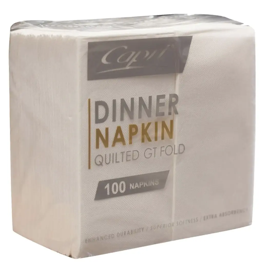 Capri (C-ND0171) Quilted White Dinner Napkins GT Fold 1000pcs