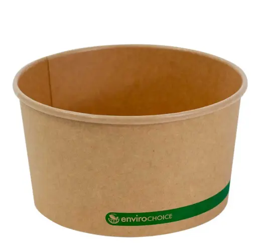 Round Salad Container (EC-PLC24N) PLA Lined Kraft 24oz - 300pcs